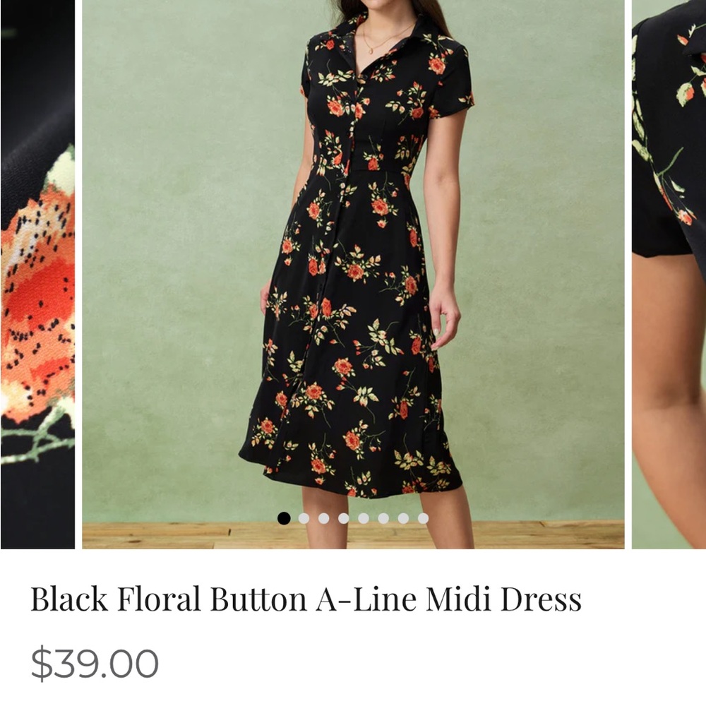 RIHOAS Black and Red Floral Midi Dress